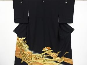 リサイクル　金彩　束ね熨斗に扇花古典柄刺繍留袖(比翼付き)